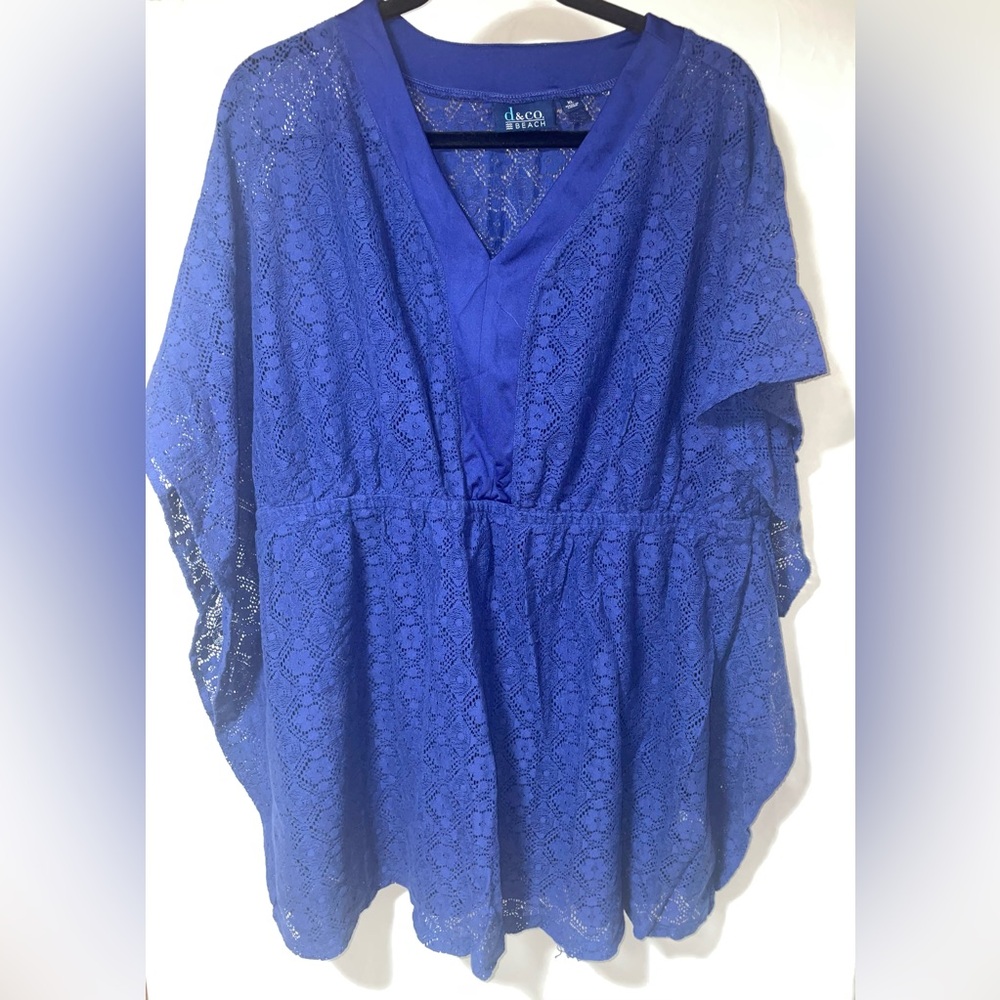 Blue Relaxed Dolman Sleeve Swim Coverup